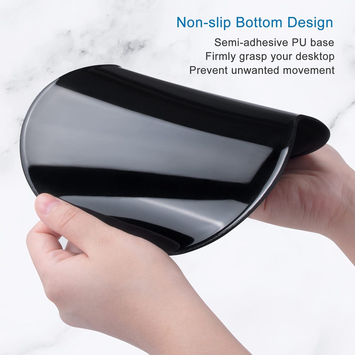 Mouse Pad, Ergonomic Mouse Pad with Gel Wrist Rest Support, Gaming Mouse Pad with Lycra Cloth, Non-Slip PU Base for Computer, Laptop, PC, Home, Office & Travel, Black