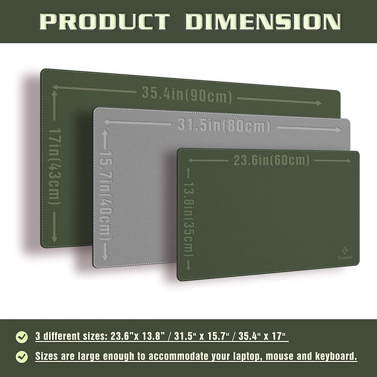 Desk Mat, Blotter, Dual-Sided Office Desk Pad, Waterproof Desk Mat for Desktop, Desk Blotters, PU Leather Pad Protector (31.5" X 15.7", Dark Green)